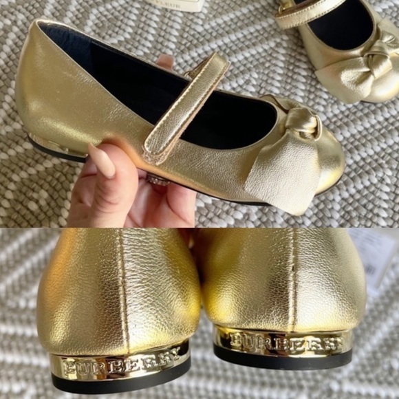 Burberry Other - New Burberry Toddler Girl Leather Gold Sandals